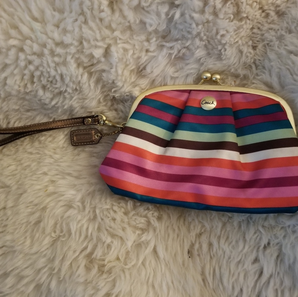 Coach striped Wristlet